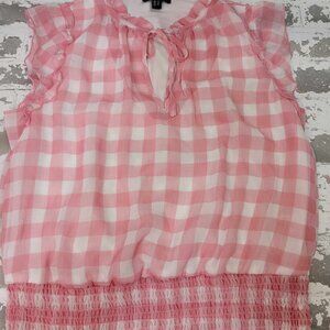 2486 Haver‎ London Pink Gingham Sleeveless Blouse Women's Medium